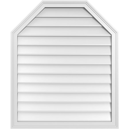 Ekena Millwork Octagonal Top Surface Mount PVC Gable Vent w/ 2"W x 1-1/2"P Brickmould Frame, 32"W x 38"H GVPOT32X3802SN
